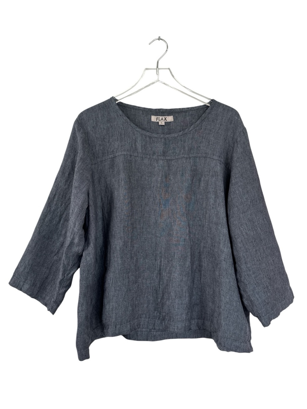 FLAX by Jeanne Engelhart 100% Linen Boxy Top | Grayish Black | Size Large